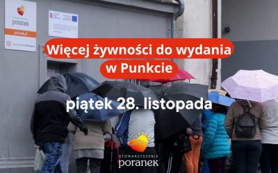 Więcej żywności do wydania w najbliższy piątek – zapraszamy do Punktu Wydawania Żywności